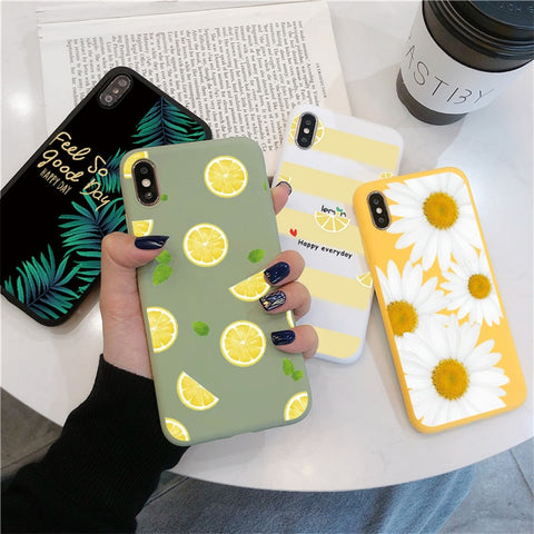 Fruit Flower Soft Phone Case For iPhone 7 Plus X XR XS Max 10 6 6S 7 8 Plus 5 5S SE 2020 Back Cover For iPhone 11 Pro Max Funda